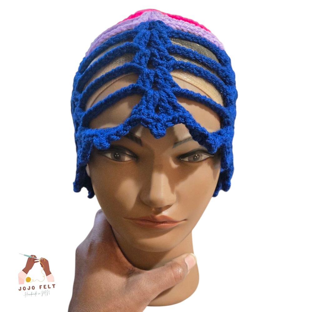 Pride Edition Summer Chain Hat, Handmadebyme, One Size, Pink/Purp/Blue